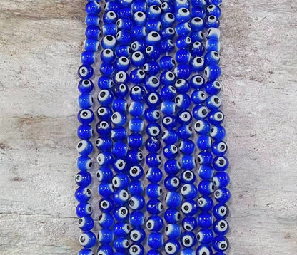 Evil Eye/Mal de Ojo, Glass Beads Round 6mm 8mm