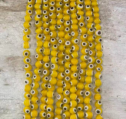 Evil Eye/Mal de Ojo, Glass Beads Round 6mm 8mm