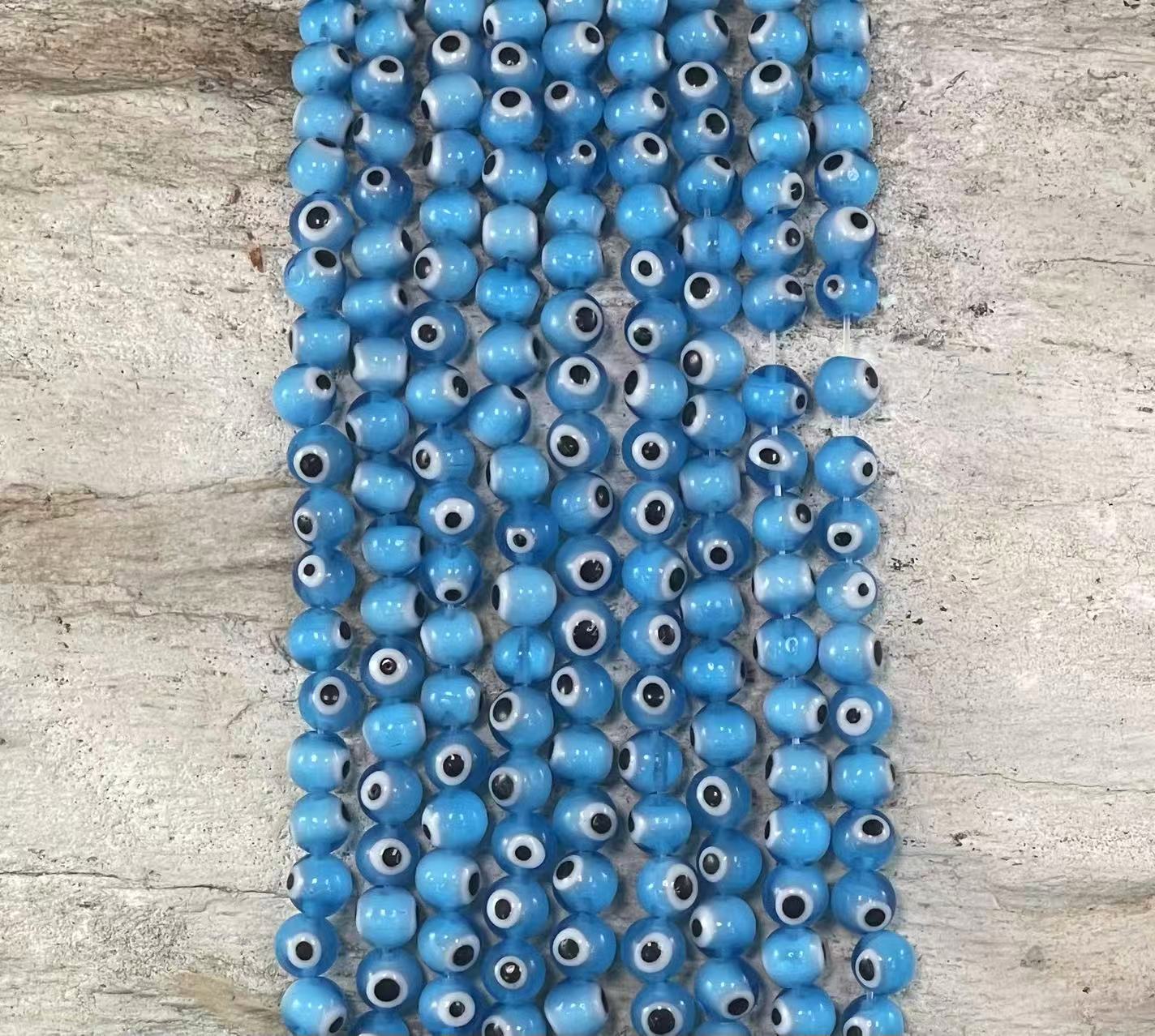 Evil Eye/Mal de Ojo, Glass Beads Round 6mm 8mm