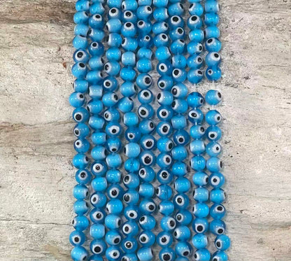 Evil Eye/Mal de Ojo, Glass Beads Round 6mm 8mm