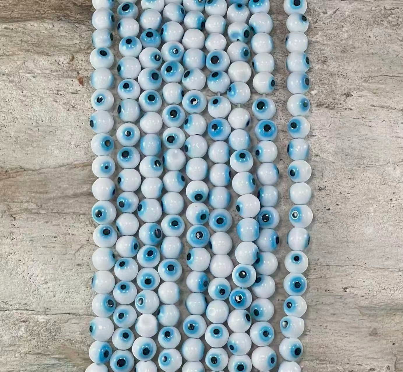 Evil Eye/Mal de Ojo, Glass Beads Round 6mm 8mm