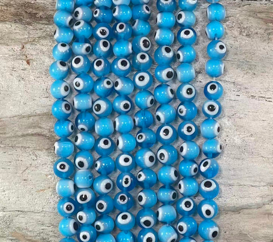 Evil Eye/Mal de Ojo, Glass Beads Round 6mm 8mm