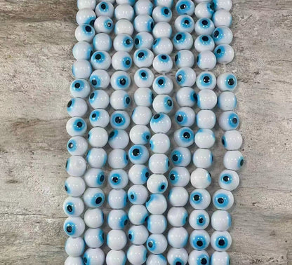 Evil Eye/Mal de Ojo, Glass Beads Round 6mm 8mm